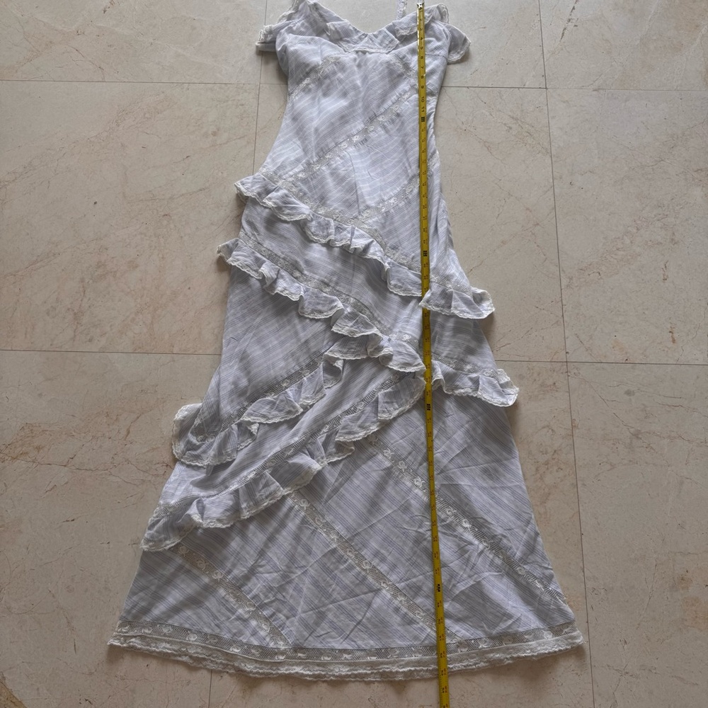 LoveShackFancy Nocelle White and Blue Maxi Dress size 4 - Picture 7 of 9